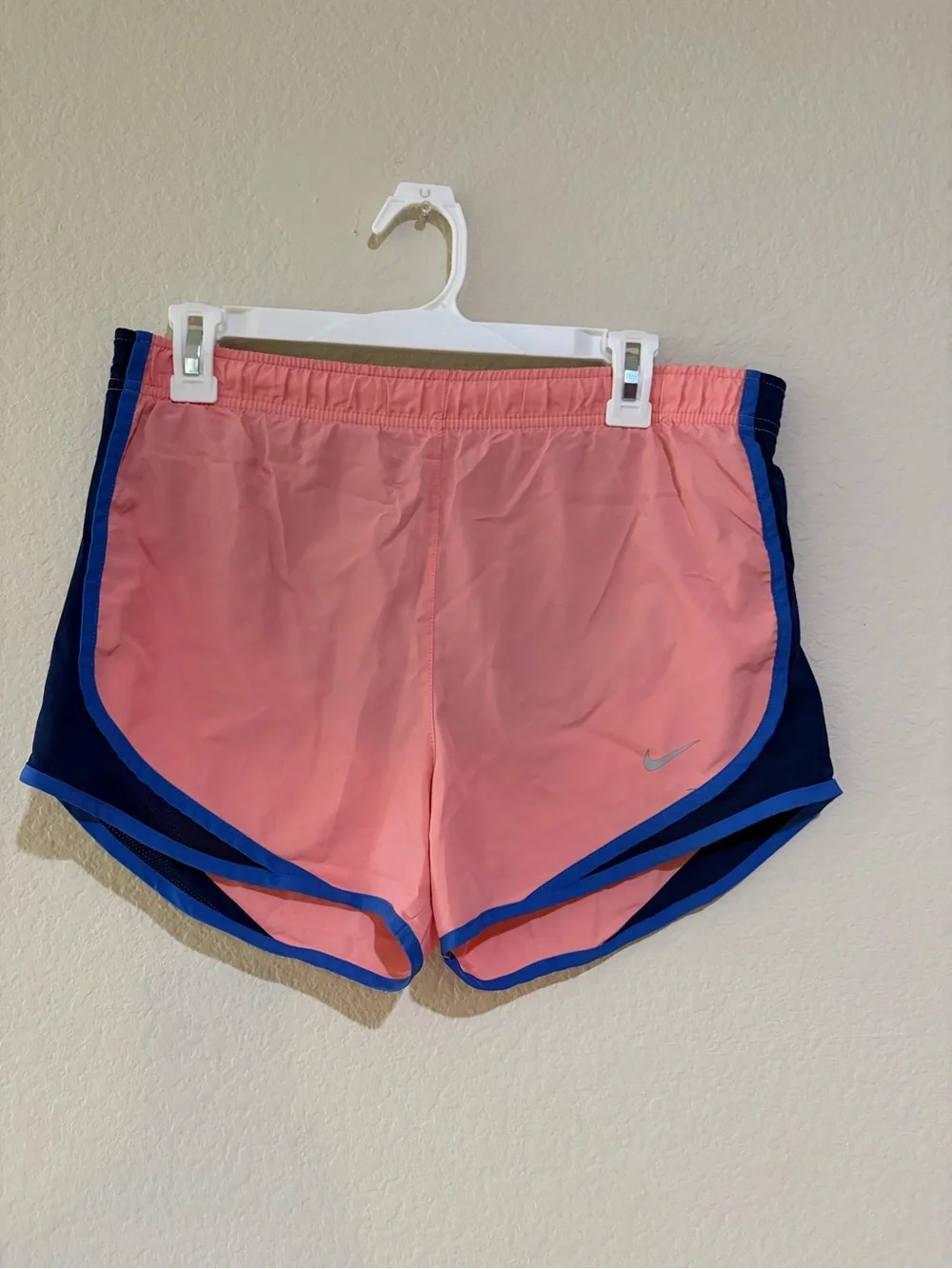 Nike Girls XL Dri-FIT Tempo Running Shorts Pink Coral Blue Athletic Lined